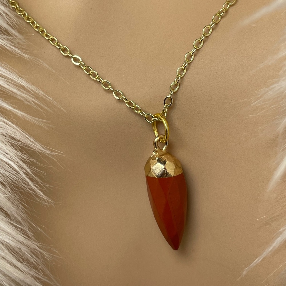 Red River Jasper Pendant Necklace Gold Pl Artisan Designed - Picture 4 of 8